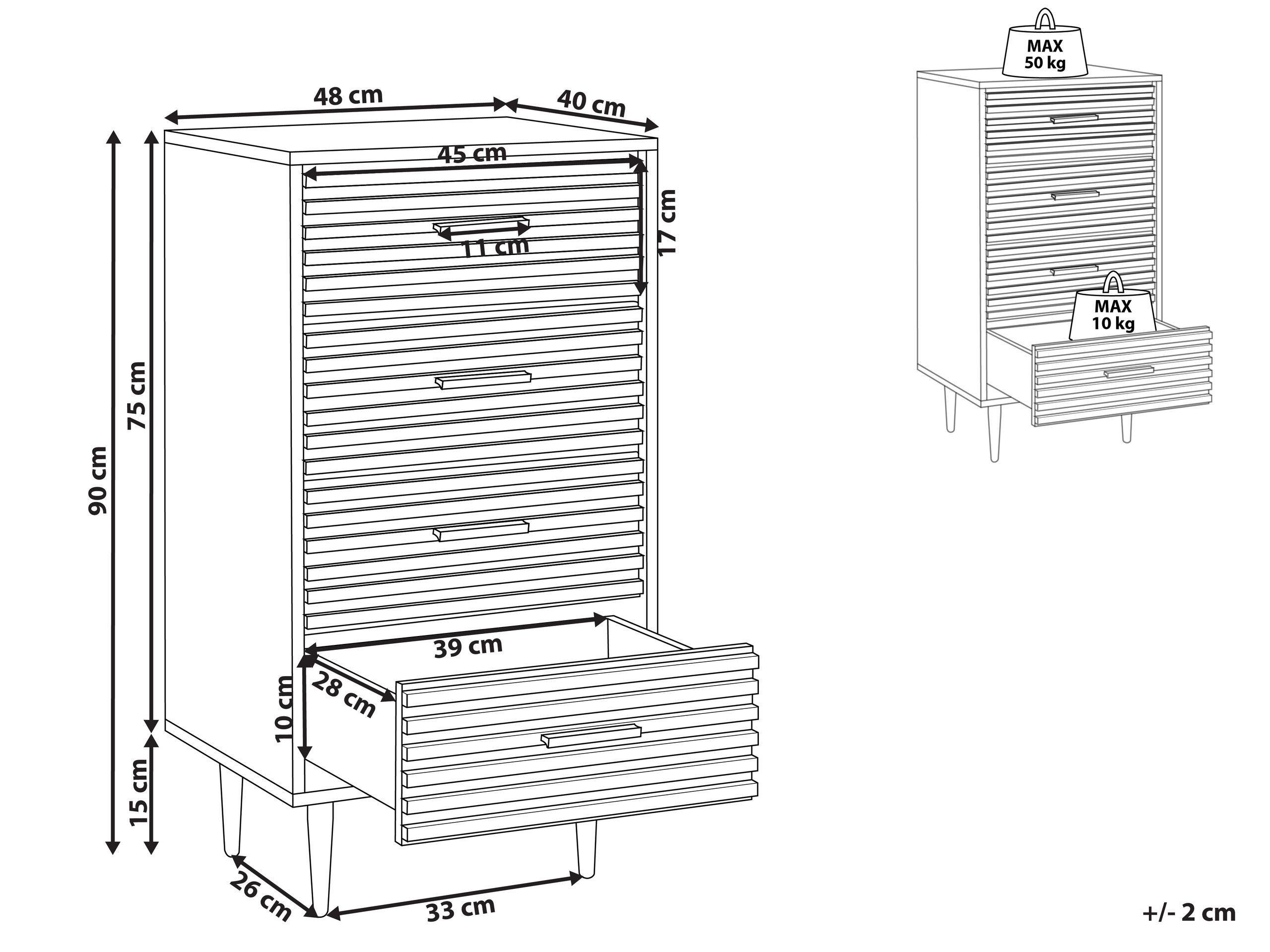 Beliani Cassettiera 4 cassetti en Fibra a media densità (MDF) Moderno KEITH  