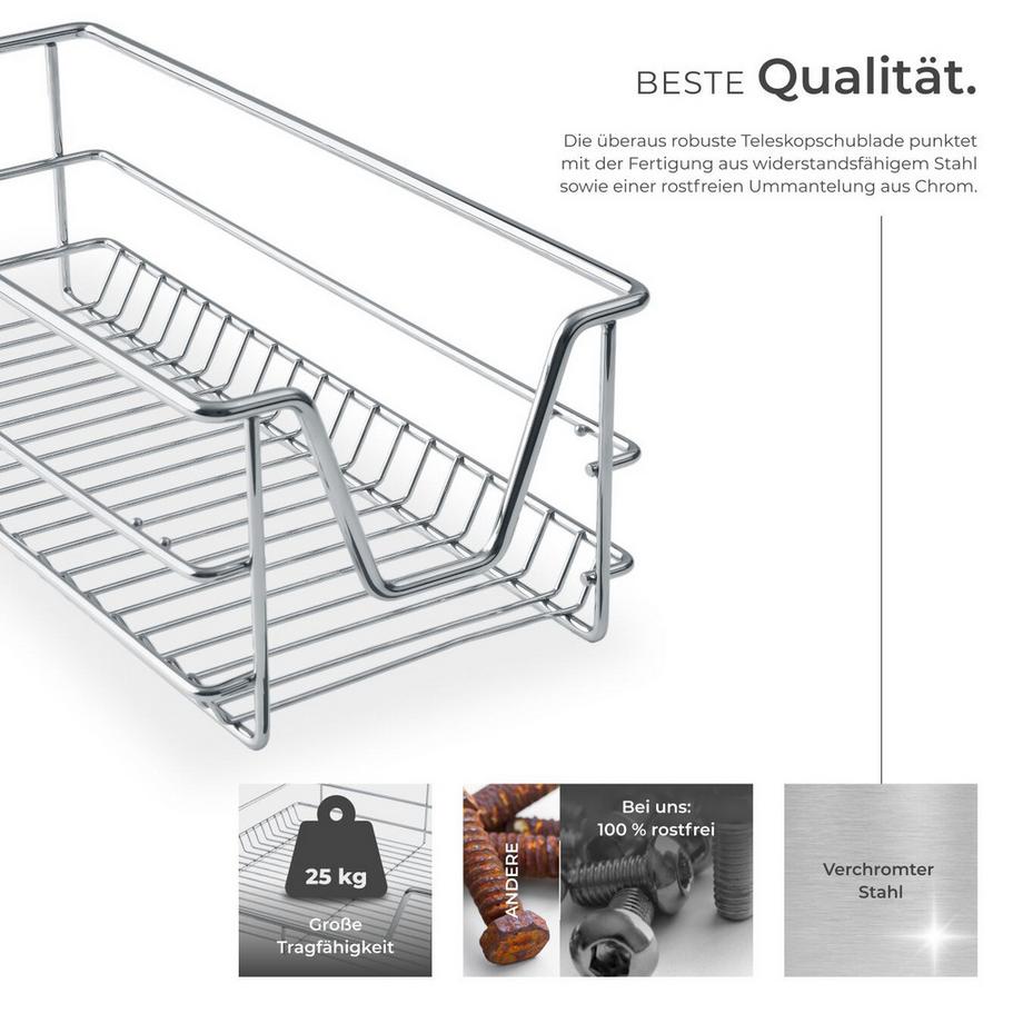 Tectake Cassetto telescopico  cromato  