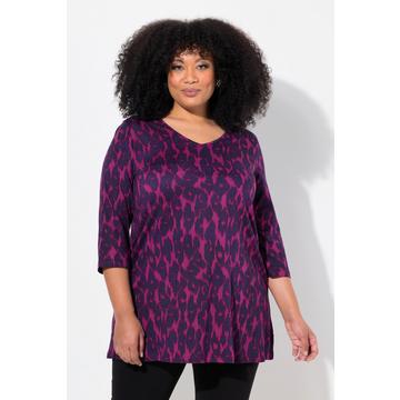 Longshirt, A-Linie, V-Ausschnitt, 3/4-Arm