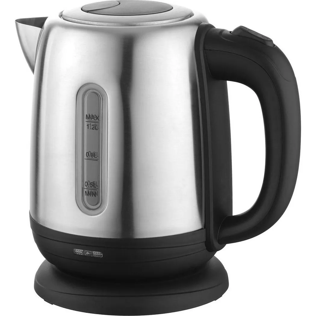 Ohmex – Wasserkocher 1.2 l, Schwarz/Silber, Schwarz, 1.2L