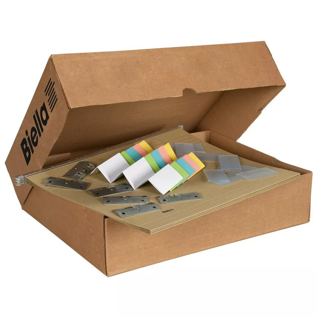 Biella – Hängemappen Original, A4, 26 cm, Set zu 25 Stück, inklusive Zubehör, One Size, Dunkelgrün