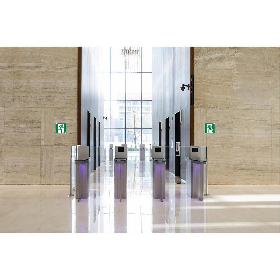 Exacompta Cartello adesivo 20x20cm USCITA DI EMERGENZA frecia sinistra  