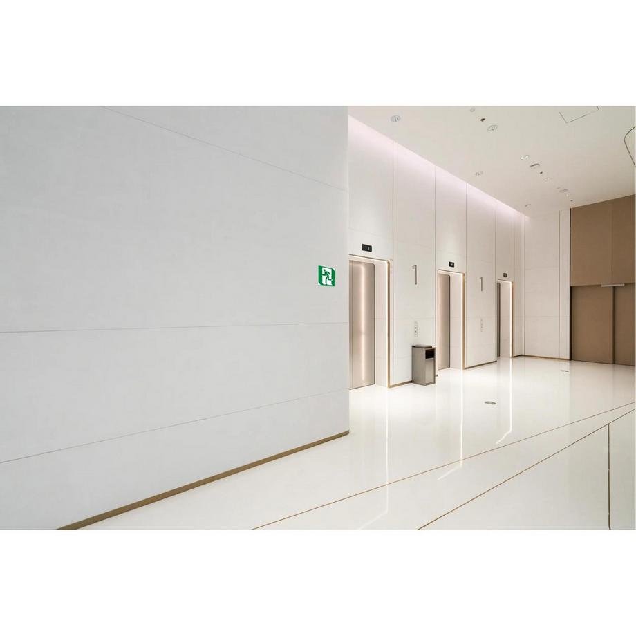 Exacompta Cartello adesivo 20x20cm USCITA DI EMERGENZA frecia sinistra  