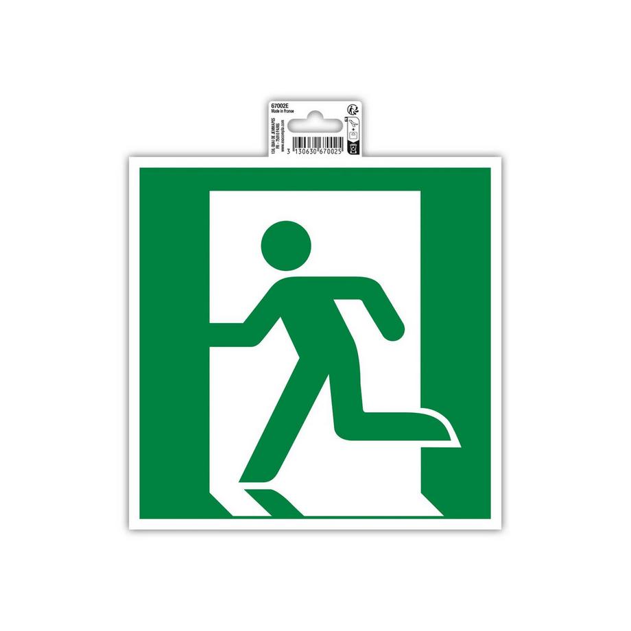 Cartello adesivo 20x20cm USCITA DI EMERGENZA frecia sinistra