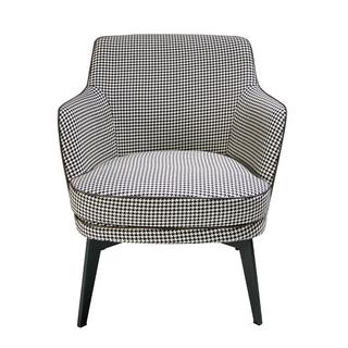 ANGEL CERDA Fauteuil en similicuir brun chocolat et tissu noir et blanc  