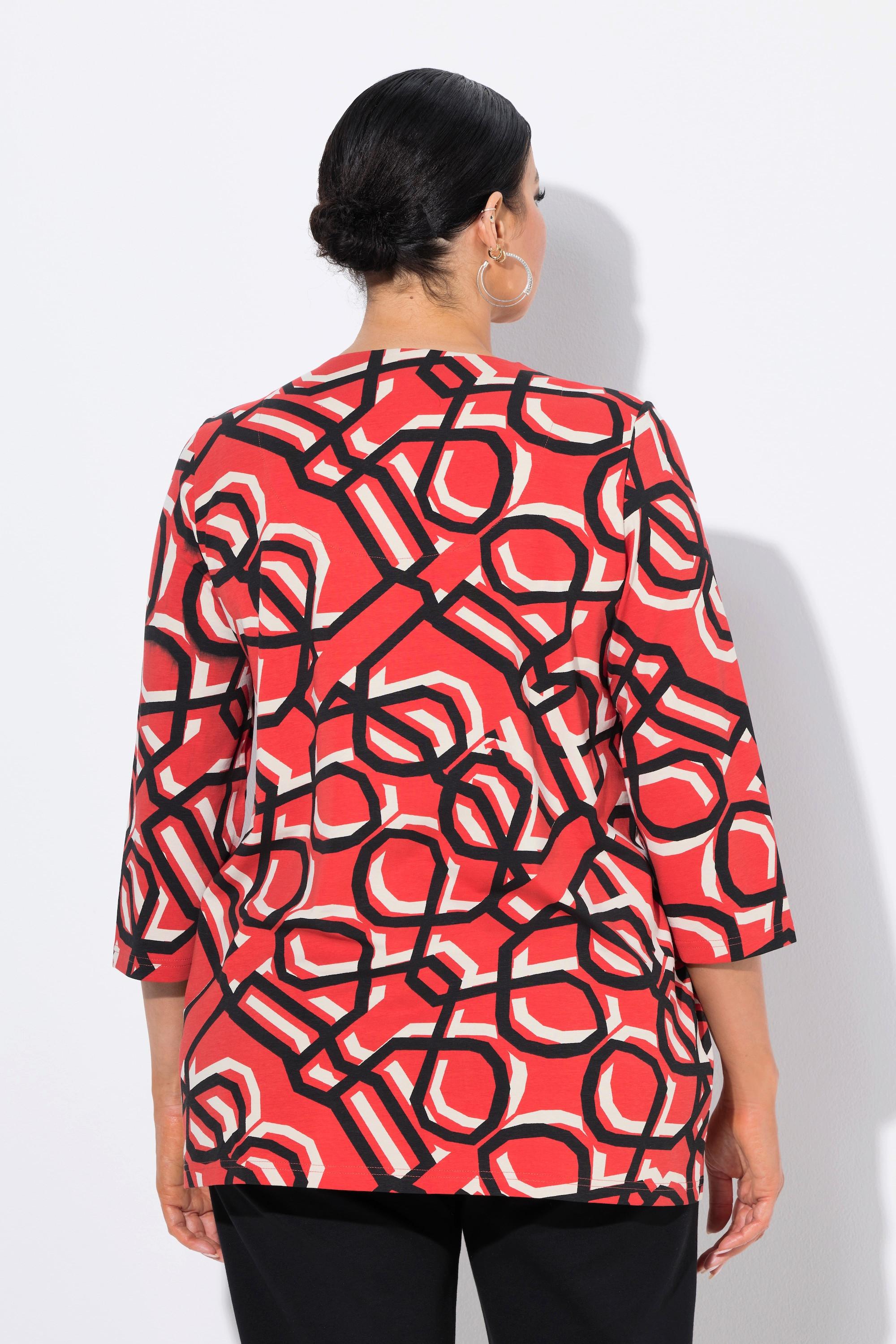 Ulla Popken Stampa Grafica Scollo a Tunica Maniche 3/4 Maglia  