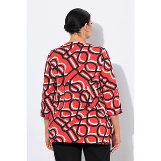 Ulla Popken Stampa Grafica Scollo a Tunica Maniche 3/4 Maglia  