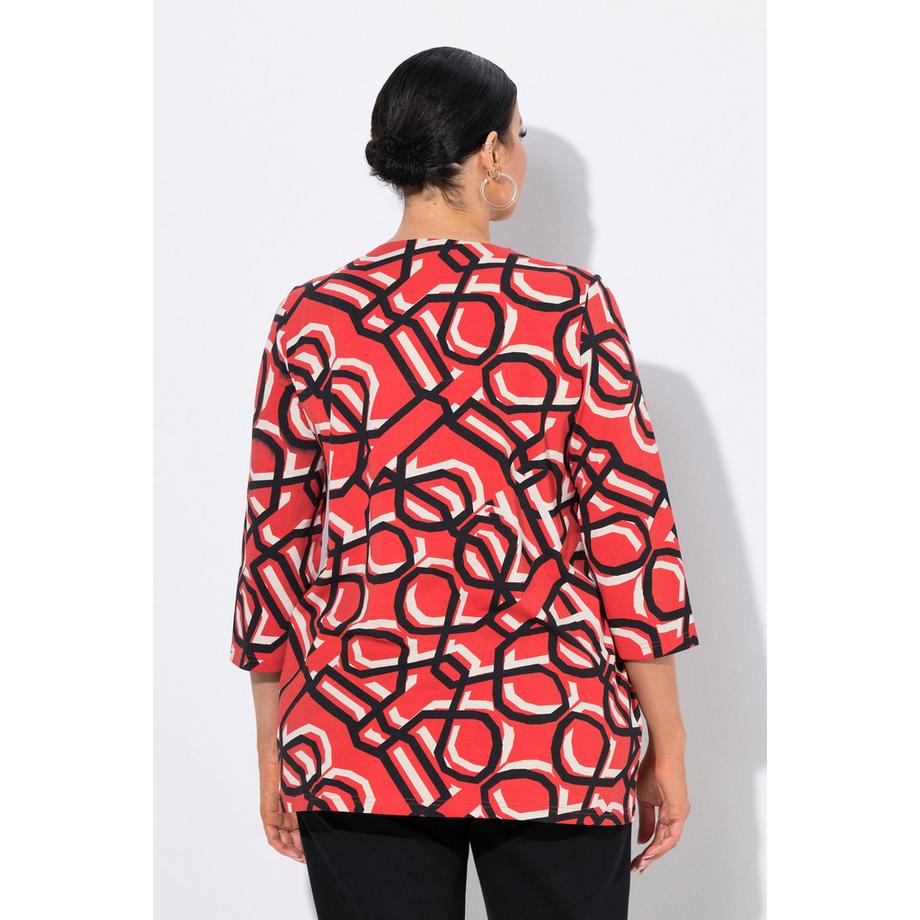 Ulla Popken Imprimé Graphique Col Tunique Manches 3/4 T-shirt  