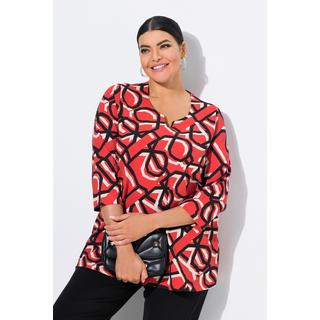Ulla Popken Stampa Grafica Scollo a Tunica Maniche 3/4 Maglia  