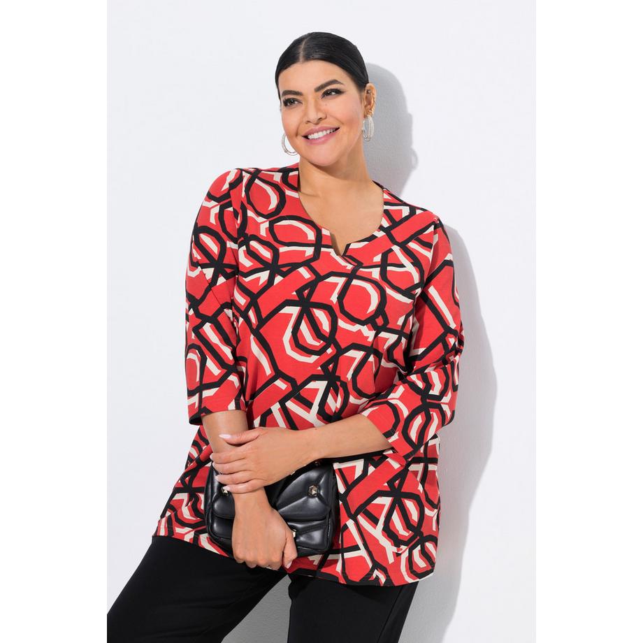 Ulla Popken Imprimé Graphique Col Tunique Manches 3/4 T-shirt  