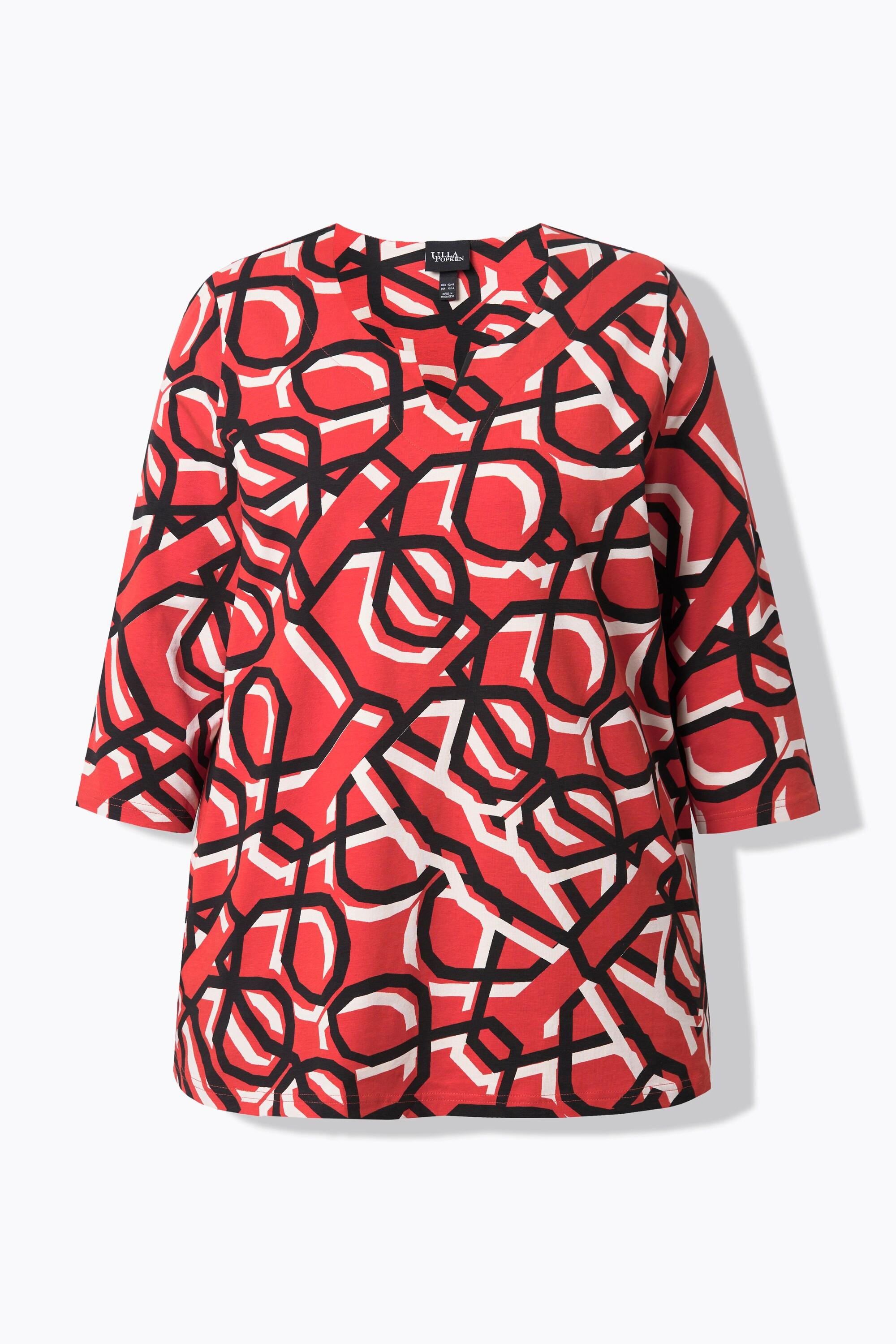 Ulla Popken Stampa Grafica Scollo a Tunica Maniche 3/4 Maglia  