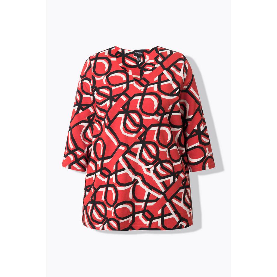 Ulla Popken Imprimé Graphique Col Tunique Manches 3/4 T-shirt  