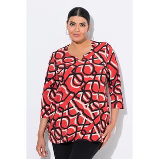 Ulla Popken Stampa Grafica Scollo a Tunica Maniche 3/4 Maglia  