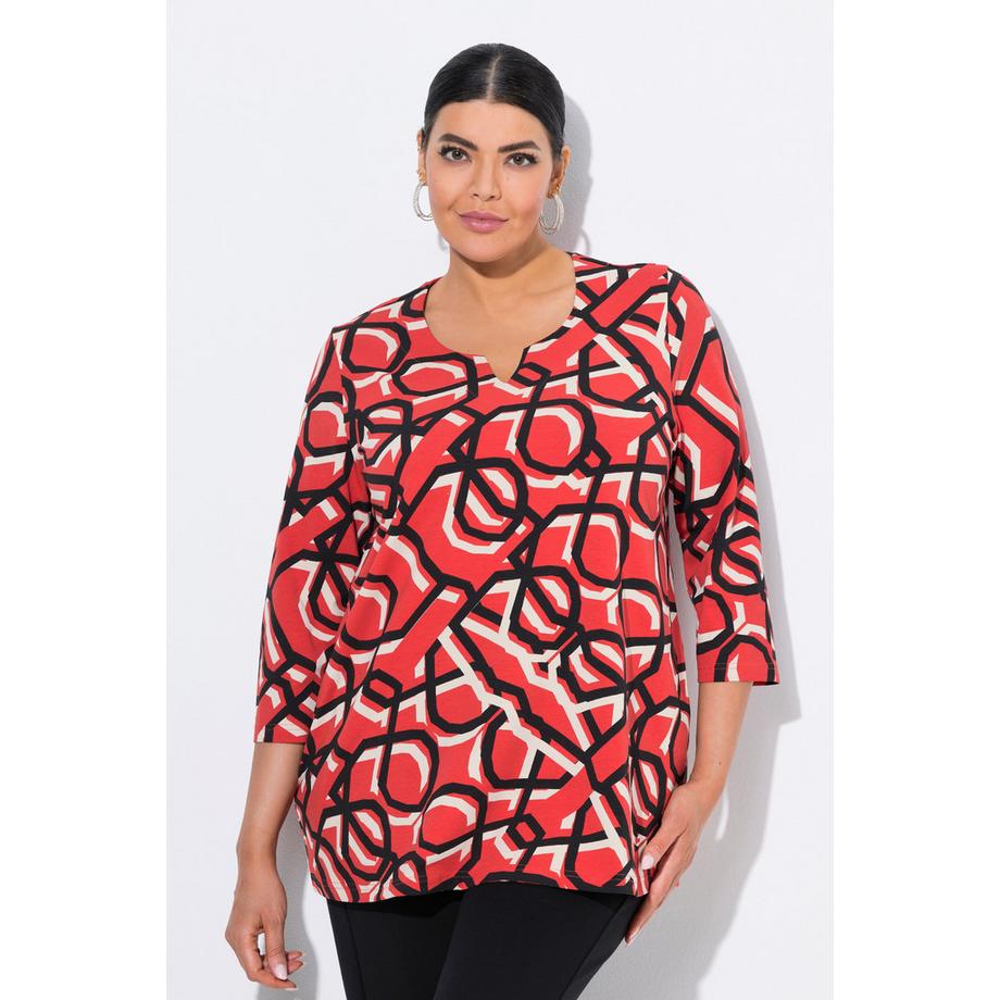 Ulla Popken Imprimé Graphique Col Tunique Manches 3/4 T-shirt  