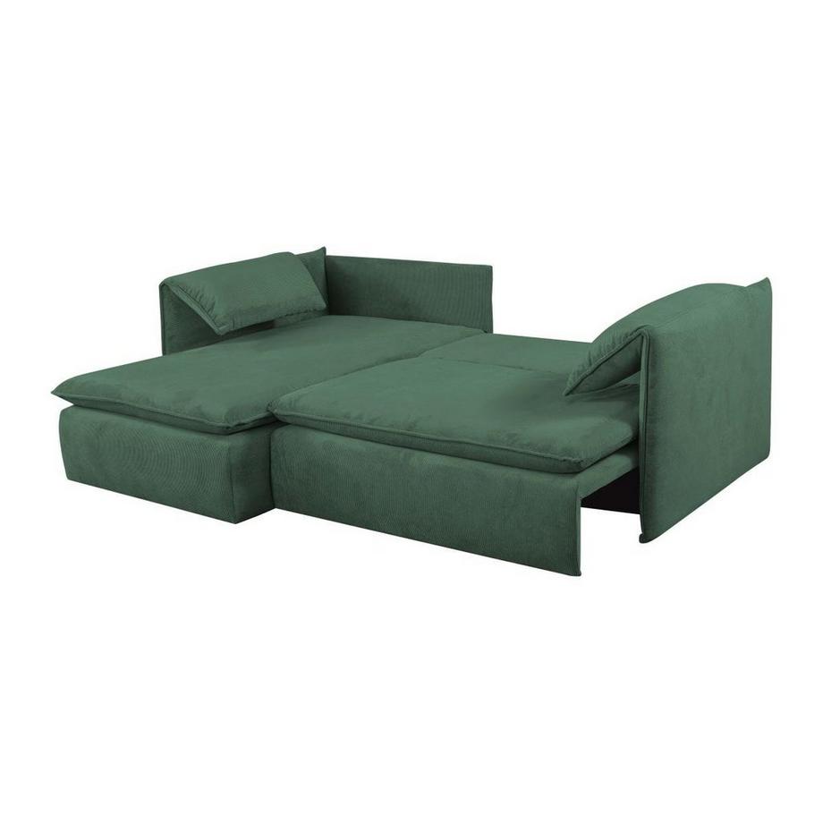 PASCAL MORABITO Ecksofa mit Schlaffunktion - Ecke links - Cord - Grün - TEODORA  