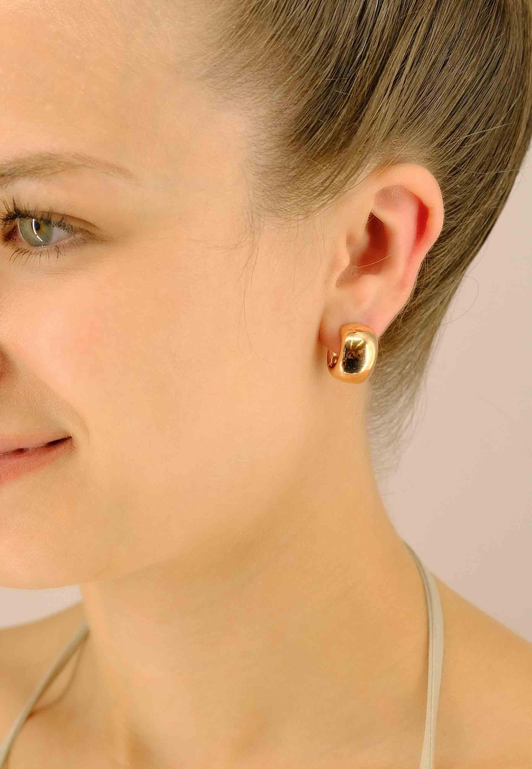 MUAU Schmuck  Creolen Rotgold 750 Scharnier bombiert 17x11mm 