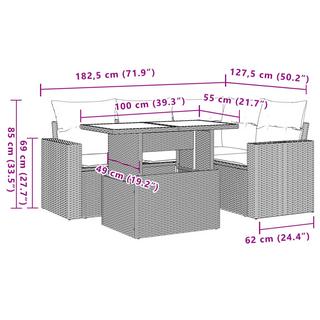 VidaXL Ensemble de canapés de jardin rotin synthétique  