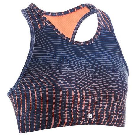 DOMYOS  Sport-Bustier S500 Gym atmungsaktiv Mädchen blau/koralle 