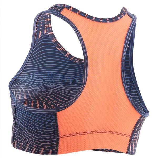 DOMYOS  Sport-Bustier S500 Gym atmungsaktiv Mädchen blau/koralle 