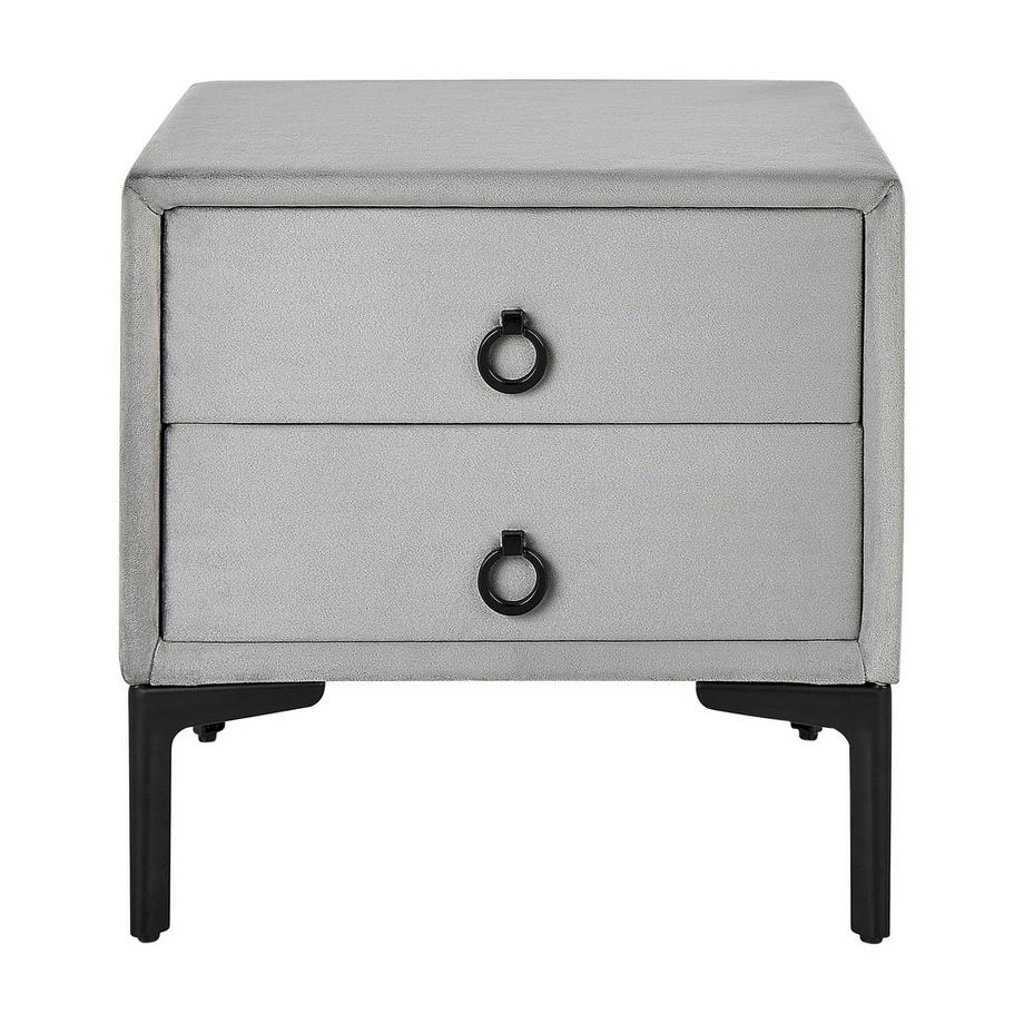 Beliani Nachttisch mit 2 Schubladen aus Samtstoff Glamourös SEZANNE  