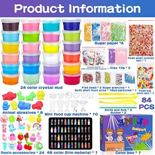 Activity-board  Set de slime, faites votre propre slime avec 24 couleurs de cristal, slime pailleté, slime charms glitter powder 