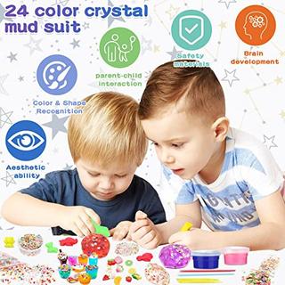 Activity-board  Set de slime, faites votre propre slime avec 24 couleurs de cristal, slime pailleté, slime charms glitter powder 