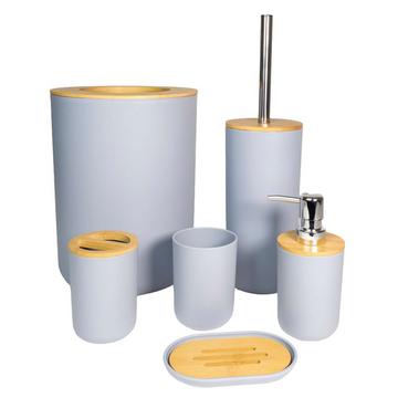 Intirilife Set d'accessoires de salle de bain en bambou et plastique