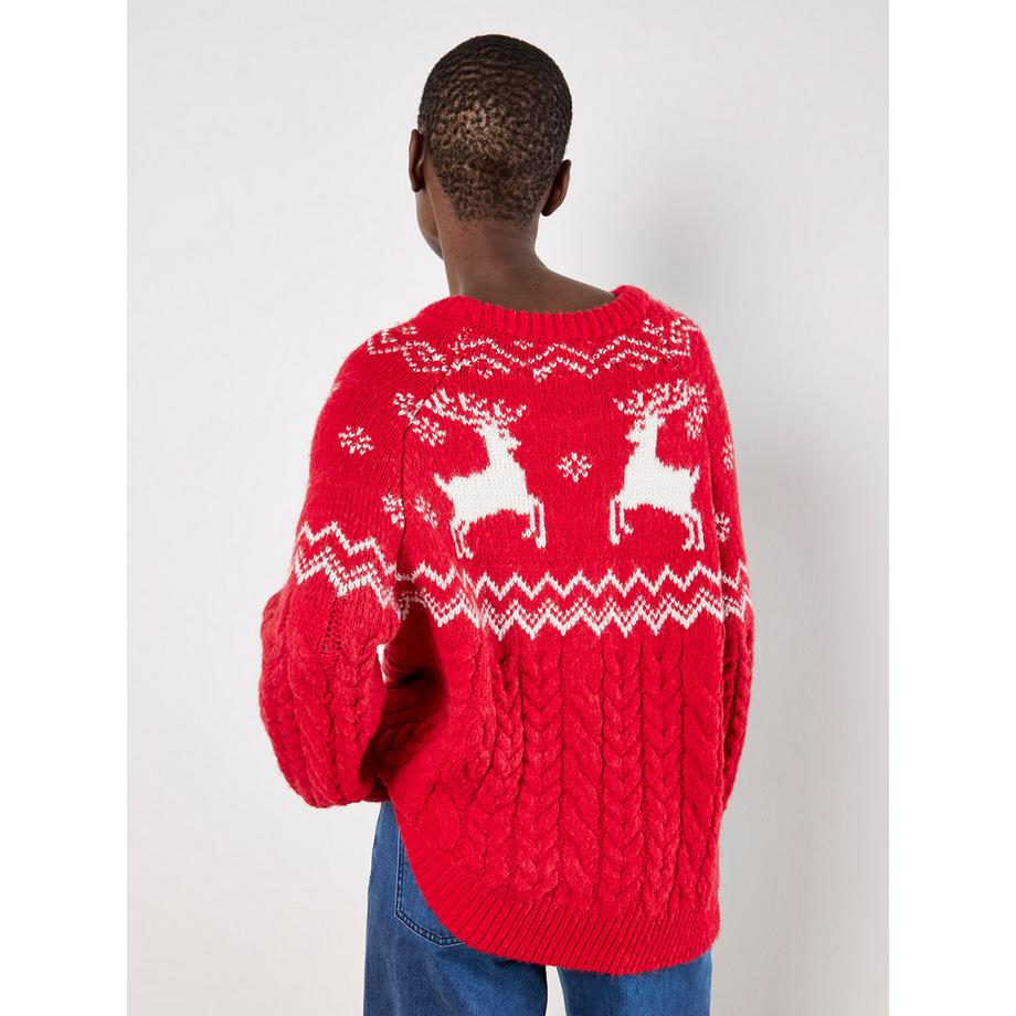APRICOT Maglione a motivo renna con trama a trecce spesse  