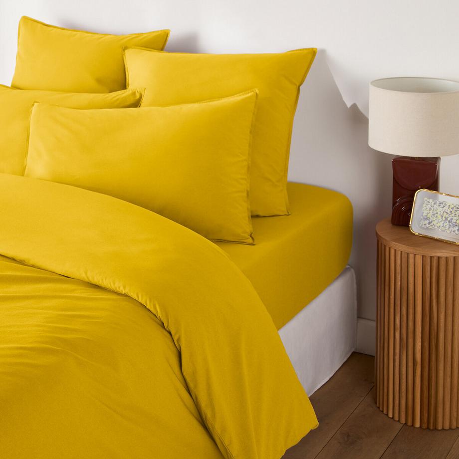 Housse de couette unie en coton lavé
