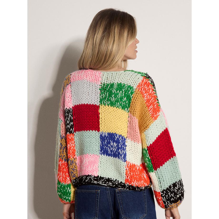 APRICOT Handgehäkelter Patchwork-Strickpullover  