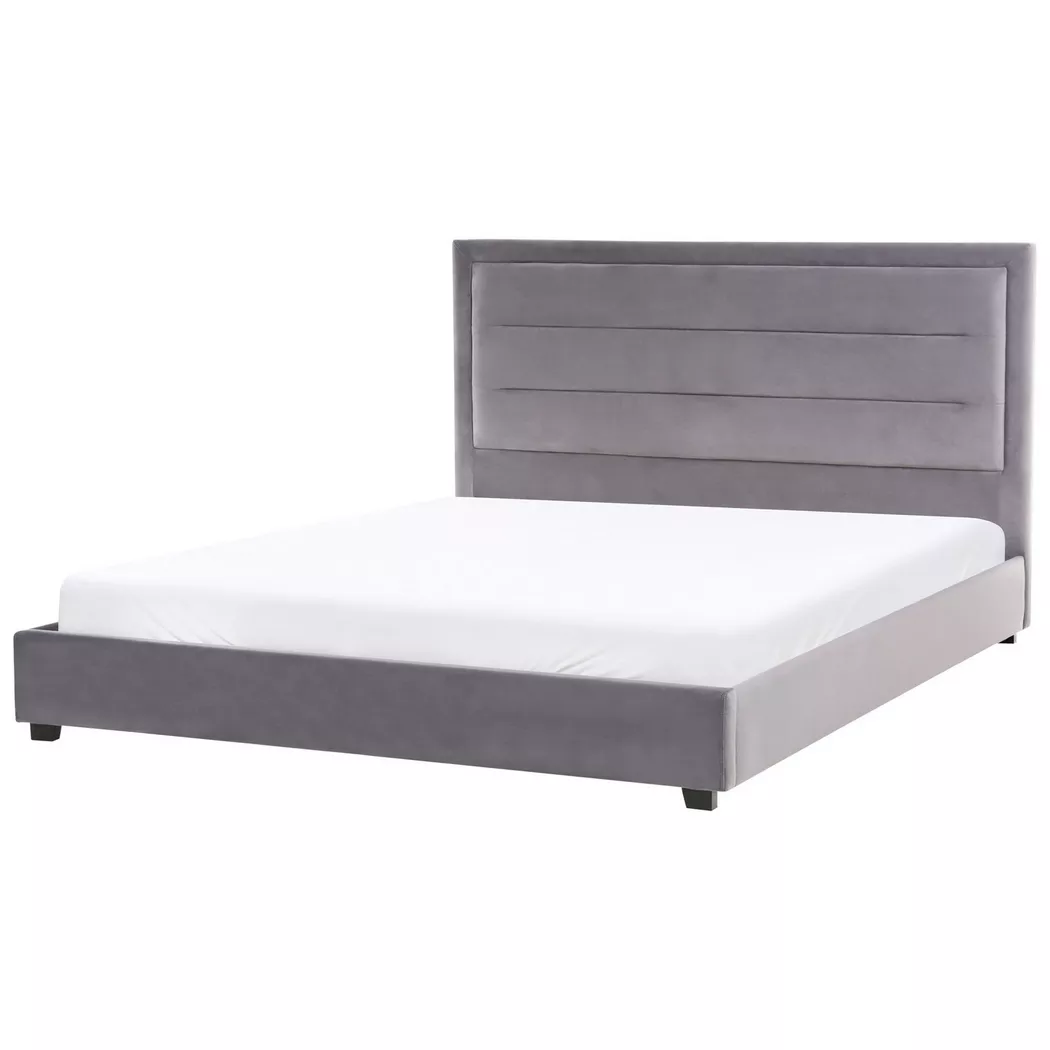 Beliani - Wasserbett aus Samtstoff  ROUEN, Spacegrau