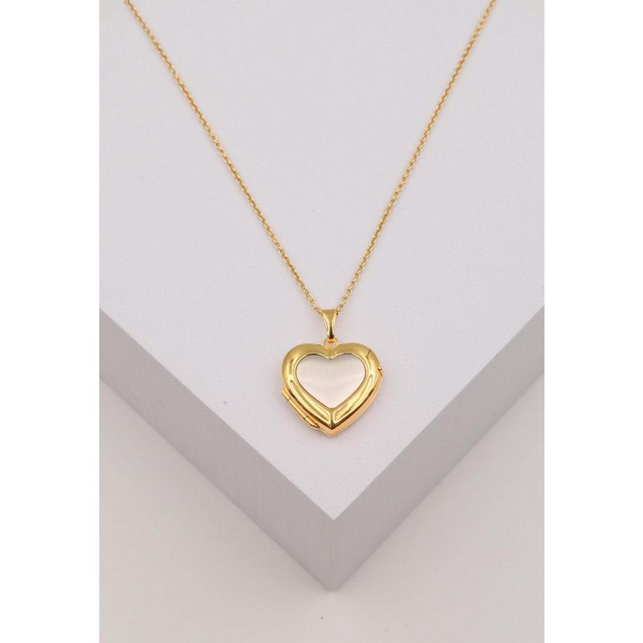 MUAU Schmuck  Anhänger Medaillon Bicolor Gelb-/Weissgold 750 Herz 23x18mm 