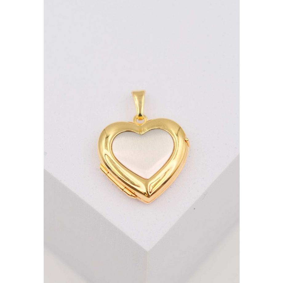 MUAU Schmuck  Anhänger Medaillon Bicolor Gelb-/Weissgold 750 Herz 23x18mm 