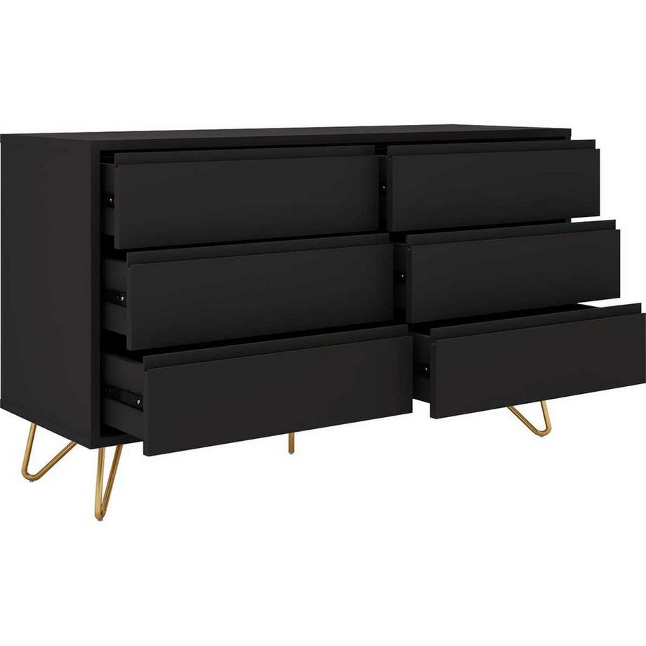 mutoni Commode Large 6 tiroirs gris  