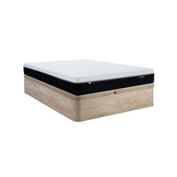 Ensemble 160 x 200 cm sommier coffre naturel clair + matelas anti-feu ressorts ensachés 7 zones et mémoire de forme ép.29cm - SIVA de YSMÉE