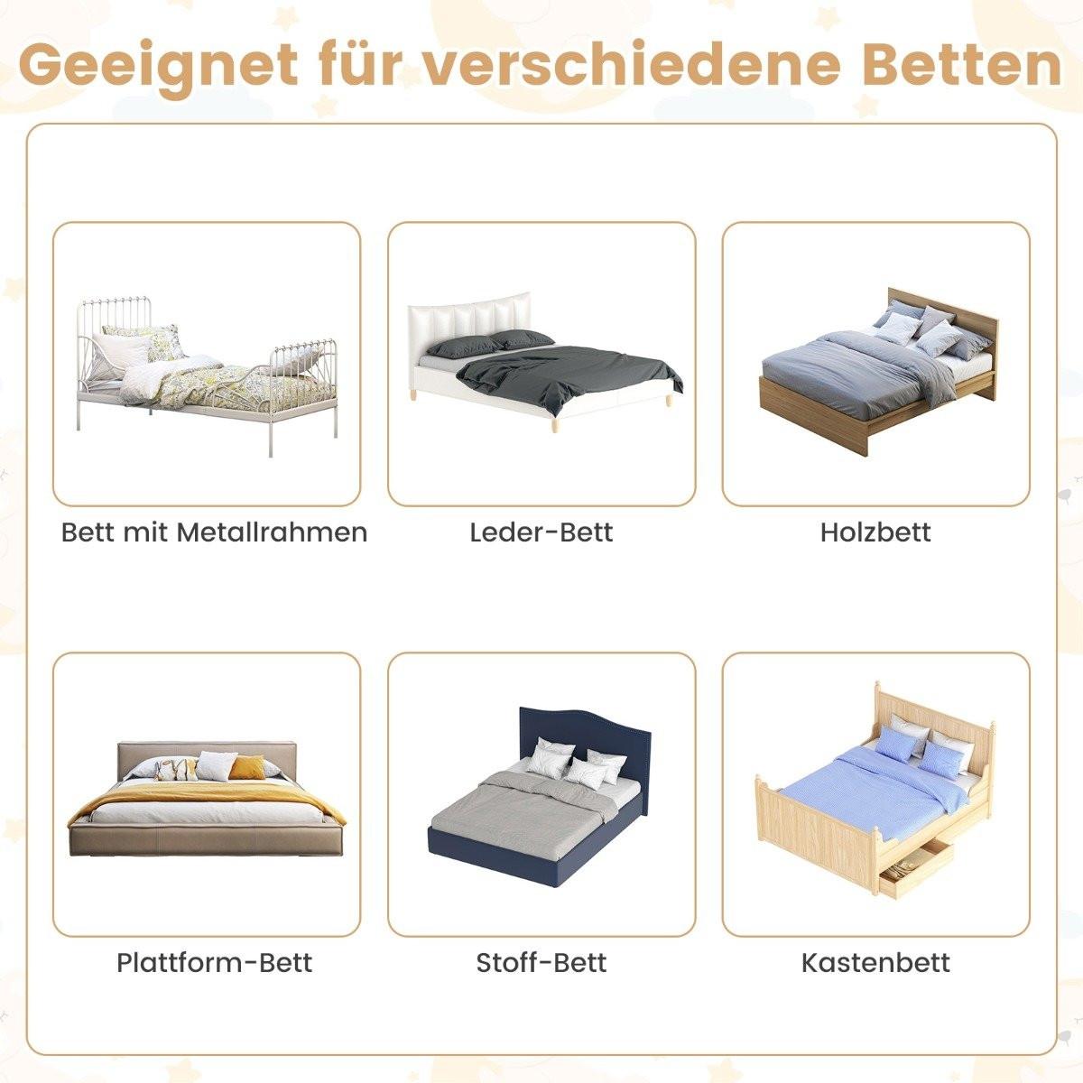 Northio  Barrière de sécurité pliante pour lit bébé avec sangles réglables 150x40,5x42 cm blanc 