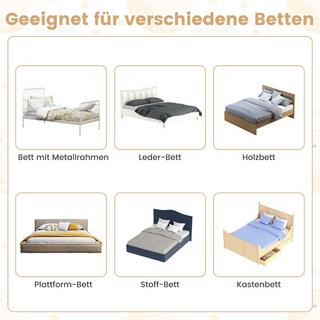 Northio  Barrière de sécurité pliante pour lit bébé avec sangles réglables 150x40,5x42 cm blanc 