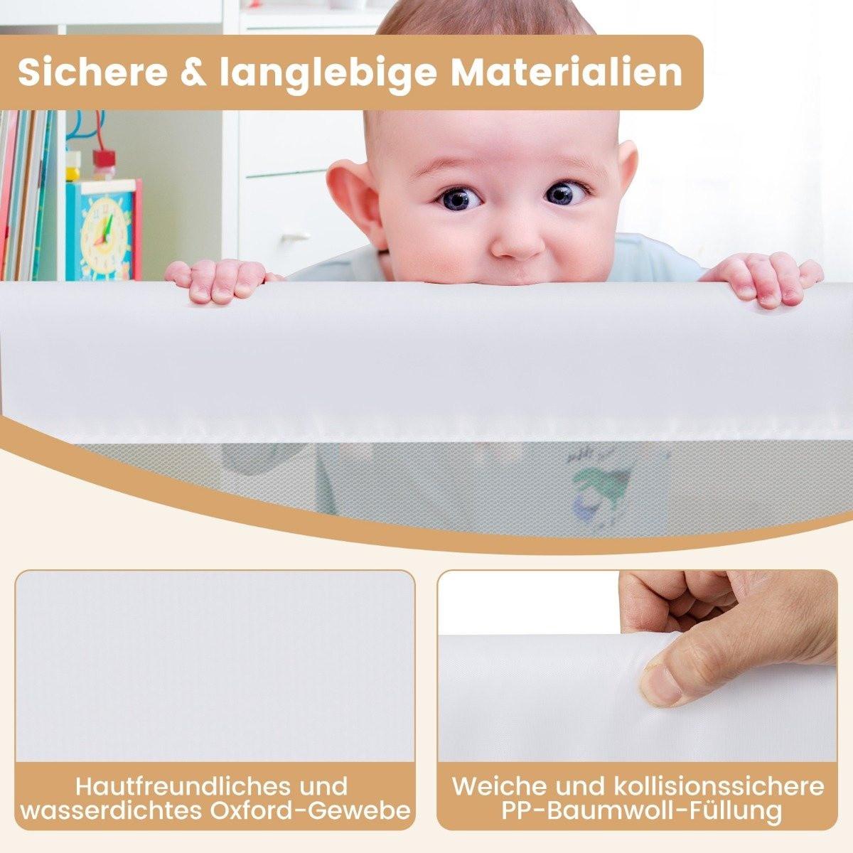 Northio  Barrière de sécurité pliante pour lit bébé avec sangles réglables 150x40,5x42 cm blanc 