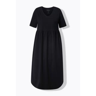 Ulla Popken Robe Maxi Coupe Évasée Col V Manches Courtes avec Poches  