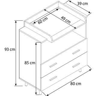 VCM  Wickelkommode Set Wickeltisch Wickelregal Wickelauflage Schublade Baby Lindas 