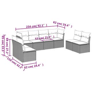 VidaXL Ensemble de canapés de jardin rotin synthétique  