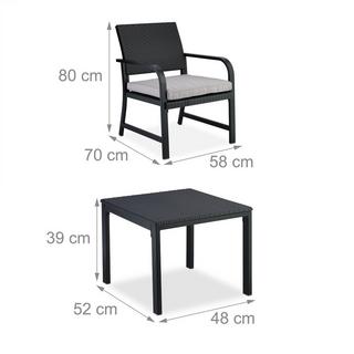 Northio Set di mobili da balcone da 3 pezzi in effetto rattan  