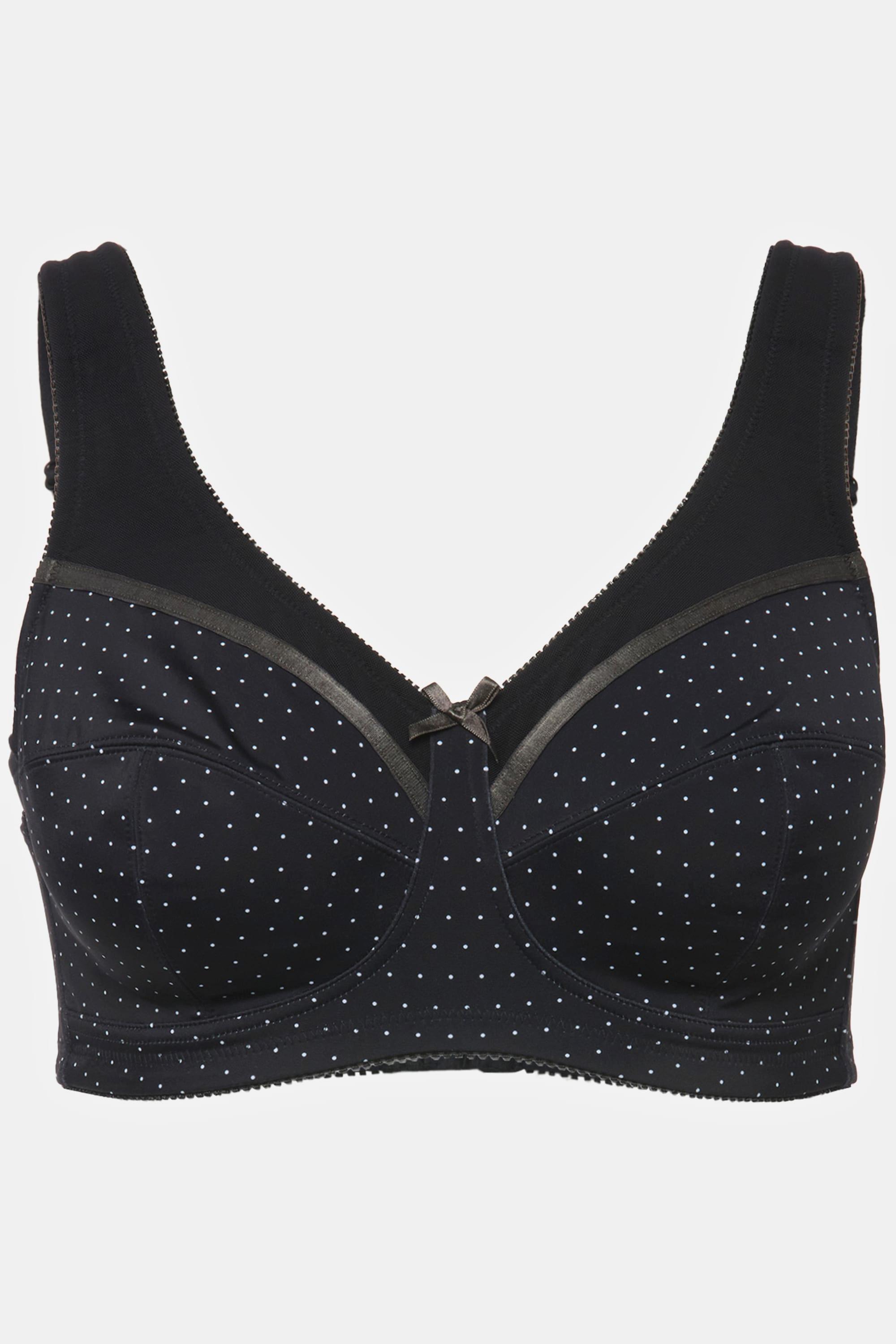 Ulla Popken  Soutien-gorge de maintien, sans armatures. Imprimé à pois. Bonnet C-F. 