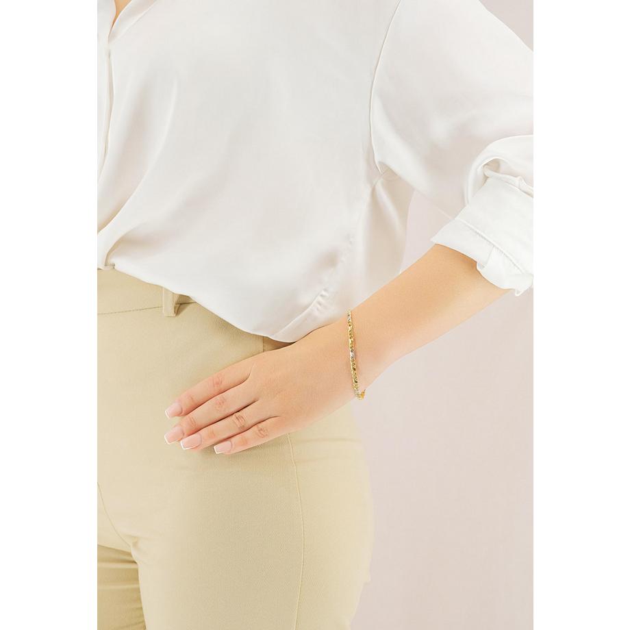 MUAU Schmuck  Bracelet 8er-Kette Bicolor Gelb-/Weissgold 750, 3.8mm, 19cm 