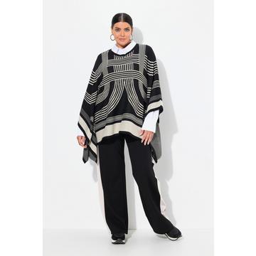 Poncho dal taglio oversize in misto cotone con scollo rotondo