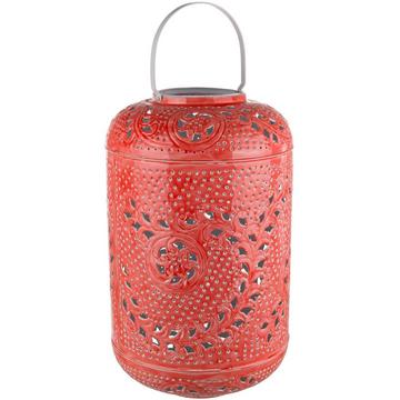 Lanterne Eleonore cylindrique rouge 50cm