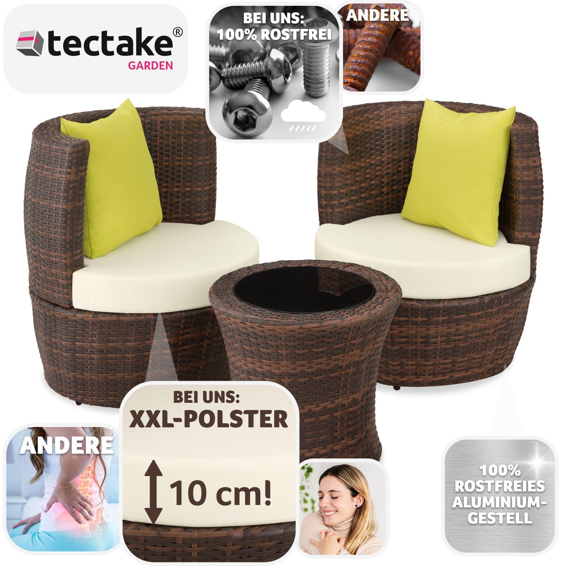 Tectake Salon de jardin Nice 2 places en aluminium  