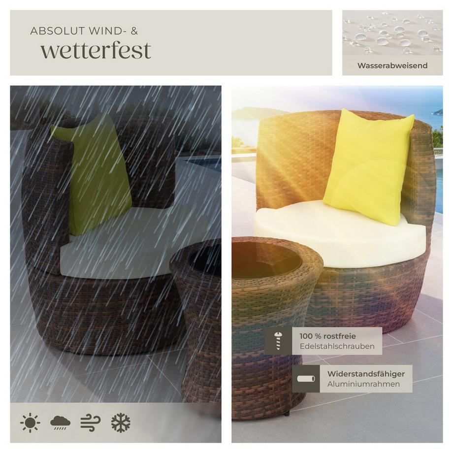 Tectake Rattan Sitzgruppe Nizza mit Aluminiumgestell wetterfest und UV-beständig  