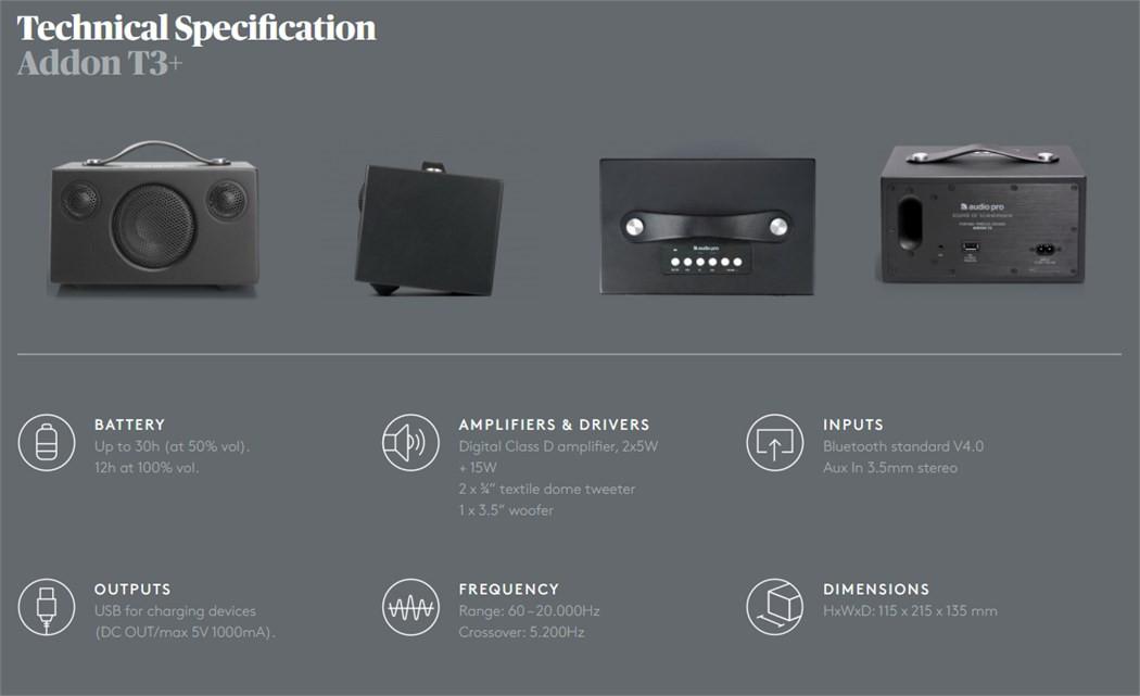 audio pro  Addon T3+ - grigio 