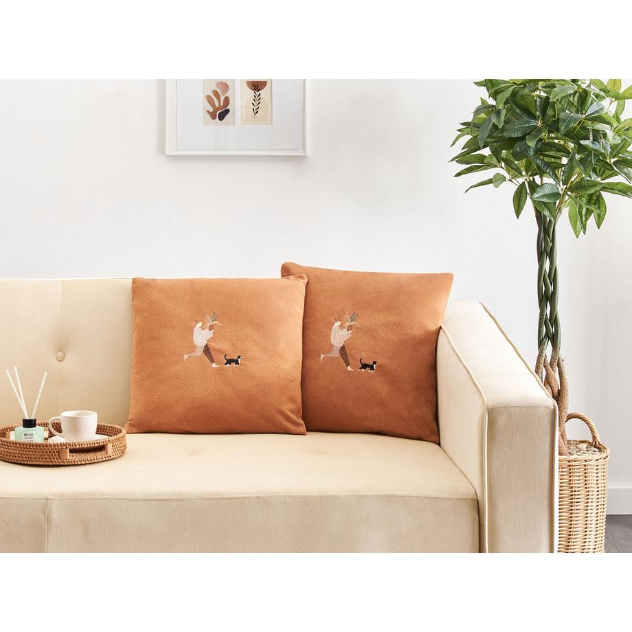 Beliani Lot de 2 coussins décoratifs en Polyester Traditionnel MARIGOLD  